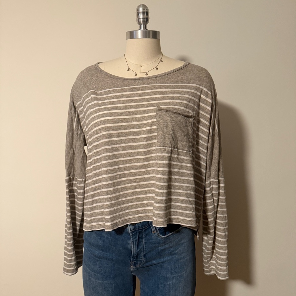 Madewell Tan Long Sleeve Striped Top
